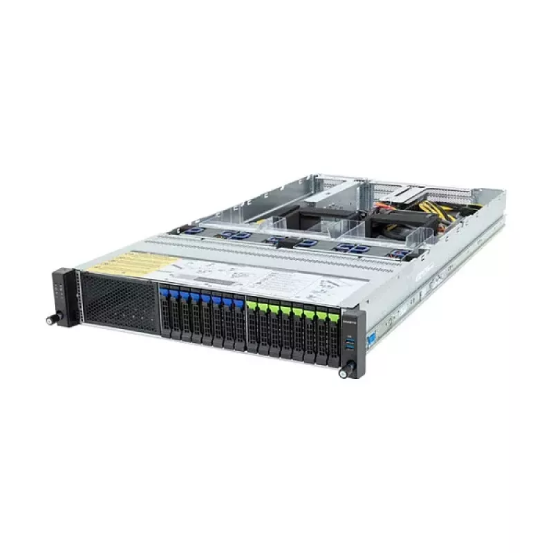GIGABYTE R283-ZF1-AAL1 Rev. 3.x 2U stelažinis serverio barebonas, dvigubas lizdas SP5, AMD EPYC 9004, 24x DDR5, 24x 2,5 inch karštai keičiami diskų lizdai, 2x 1600W maitinimo blokai