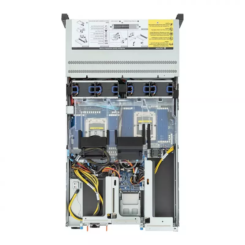 GIGABYTE R283-ZF1-AAL1 Rev. 3.x 2U stelažinis serverio barebonas, dvigubas lizdas SP5, AMD EPYC 9004, 24x DDR5, 24x 2,5 inch karštai keičiami diskų lizdai, 2x 1600W maitinimo blokai
