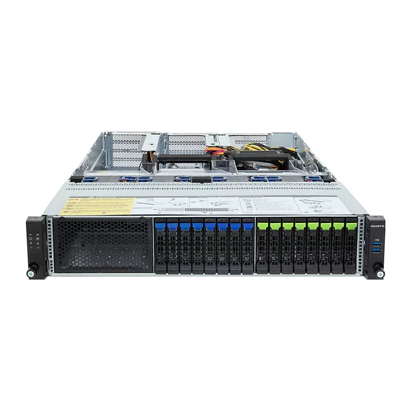 GIGABYTE R283-ZF1-AAL1 Rev. 3.x 2U stelažinis serverio barebonas, dvigubas lizdas SP5, AMD EPYC 9004, 24x DDR5, 24x 2,5 inch karštai keičiami diskų lizdai, 2x 1600W maitinimo blokai