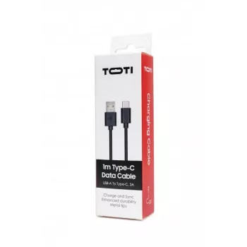 SEEK TOTI USB-A į Type-C, 1m PVC duomenų laidas 3A, juodas