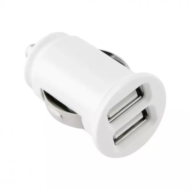 TOTI Dual USB automobilinis įkroviklis su Micro USB laidu 1m 2.1A, baltas