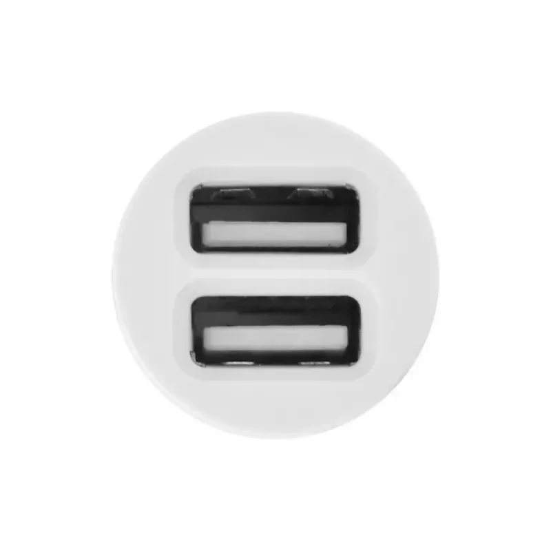 TOTI Dual USB automobilinis įkroviklis su Micro USB laidu 1m 2.1A, baltas