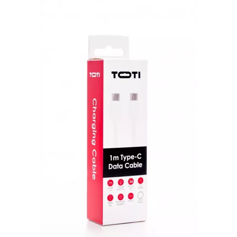 SEEK TOTI Type-C to Type-C 1m PVC Data Cable 3A White