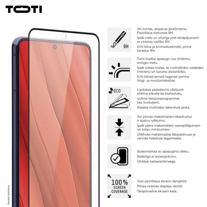 TOTI PREMIUM Premium Tempered Glass 3D Screen Protector Full Cover, skirta Samsung Galaxy S24/S25
