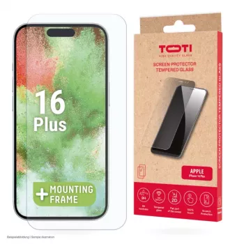 TOTI grūdinto stiklo 2D ekrano apsauginė plėvelė „Full Cover“, skirta iPhone 16 Plus/15 Plus, permatoma