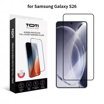 TOTI PREMIUM Grūdinto stiklo 2.5D ekrano apsauga pilnam dengimui, skirta Samsung Galaxy S26