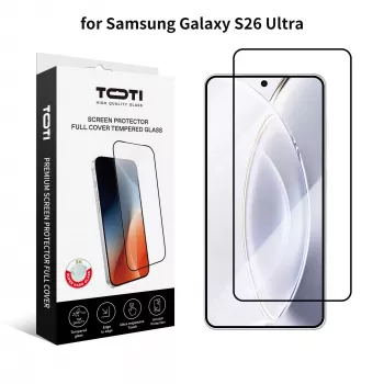 TOTI PREMIUM Grūdinto stiklo 2.5D ekrano apsauga, pilnas uždengimas, skirta Samsung Galaxy S26 Ultra
