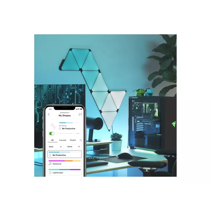 Nanoleaf Shapes Black Triangles Starter Kit (9 Panelių) 42W WiFi