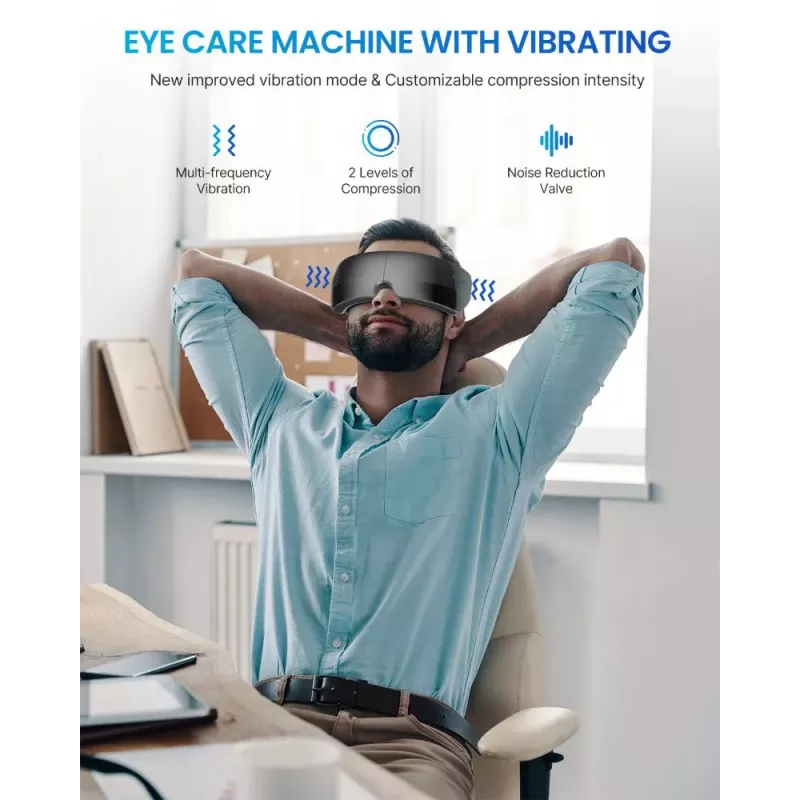 RENPHO Eyeris View Eye Massager su šiluma, oro kompresija, vibracija, Bluetooth, USB-C, sulankstomas, pilkas