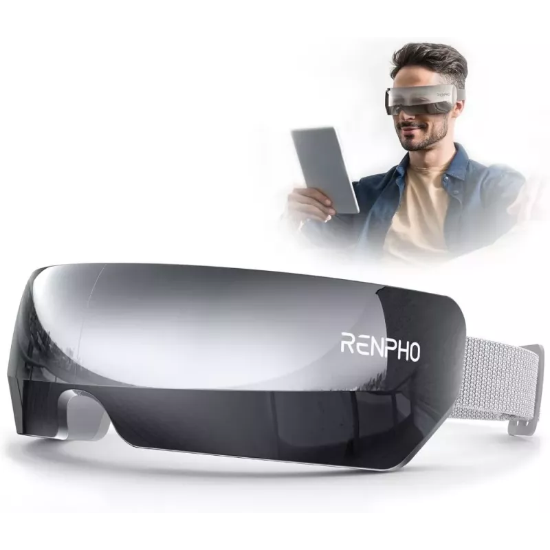 RENPHO Eyeris View Eye Massager su šiluma, oro kompresija, vibracija, Bluetooth, USB-C, sulankstomas, pilkas