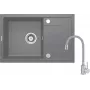 DEANTE Granite Composite 1-Bowl Kitchen Sink with Faucet and Drainer, Black, 780x435 mm