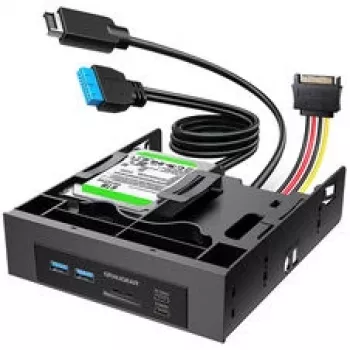 GRAUGEAR USB Hub + Card Reader Front Panel with 2,5 inch SSD Frame, Black
