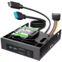 GRAUGEAR USB Hub + Card Reader Front Panel with 2,5 inch SSD Frame, Black