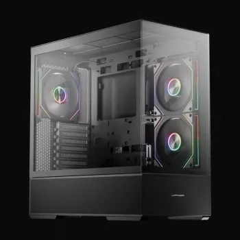 LC-Power Gaming Midi Tower ATX 812B Onyx Vision su grūdintu stiklu ir 4 aRGB ventiliatoriais, juoda