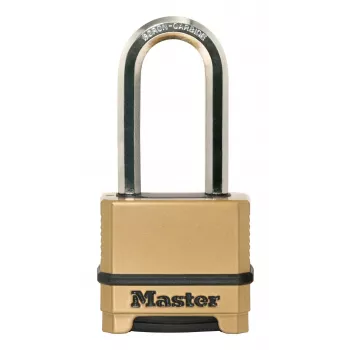 Master Lock 175EURDLH Perstatomas 4 skaitmenų kombinacinis spynos užraktas, tvirtas cinko korpusas, grūdinto plieno ilgas lankas, 50 mm korpuso plotis, 8 mm lanko skersmuo, 63 mm vertikalus tarpas, 24 mm horizontalus tarpas, naudojimui viduje / lauke