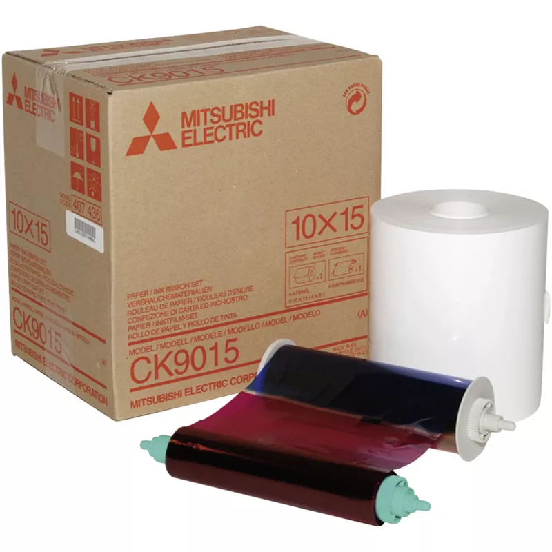 Mitsubishi CK 9015 10 x 15 Print Media Kit – 600 nuotraukų, sublimacinė spauda, blizgus fotopopierius