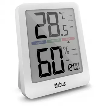 Mebus 40928 Termo-higrometras Baltas Vidinė/Lauko Temperatūros Drėgmės Monitorius su LCD Ekranu