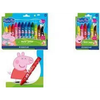 STAEDTLER Noris Junior Peppa Pig vaškinės kreidelės 12 spalvų plastikinėje dėžutėje
