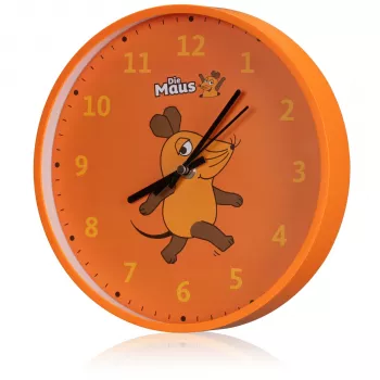 DieMaus sieninis laikrodis vaikams - tylus kvarcinis analoginis laikrodis, 25 cm, įvairiaspalvis, mokomojo laikrodžio dizainas