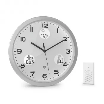 MEBUS 13150 Radijo valdomas sieninis laikrodis 30 cm aliuminis