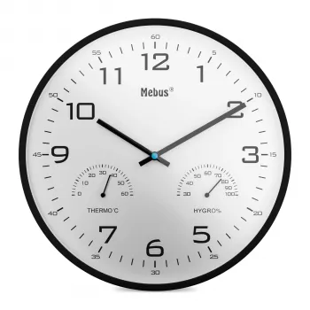 MEBUS 16180 Quartz Wall Clock, White, Analog, 25 cm