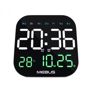 Mebus 19855 Radio bangomis valdomas analoginis stalo laikrodis 18,5 cm juodas