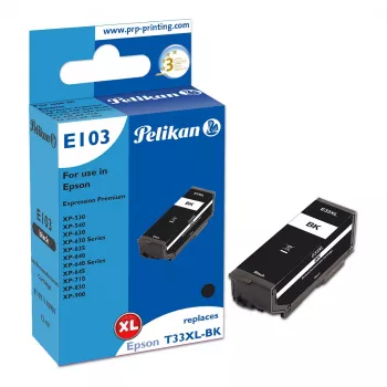 Pelikan E103 suderinama rašalo kasetė, juoda, didelės talpos (High Yield), skirta Epson XP-530, XP-540, XP-630, XP-635, XP-640, XP-645, XP-710, XP-830, XP-900