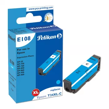 Pelikan E108 Suderinama Rašalo Kasetė Cyan High Yield (XL), skirta Epson Expression Photo XP-55/XP-750/XP-760/XP-850/XP-860/XP-950/XP-960 – 1 vnt.