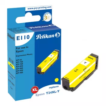 Pelikan E110 Suderinama Rašalo Kasetė Geltona High Yield (XL), skirta Epson Expression Photo XP-55/XP-750/XP-760/XP-850/XP-860/XP-950/XP-960 – 1 vnt.