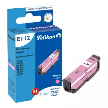 Pelikan E112 suderinama kasetė šviesiai purpurinė High Yield (XL), skirta Epson Expression Photo XP-55/XP-750/XP-760/XP-850/XP-860/XP-950/XP-960 (1 vnt.)