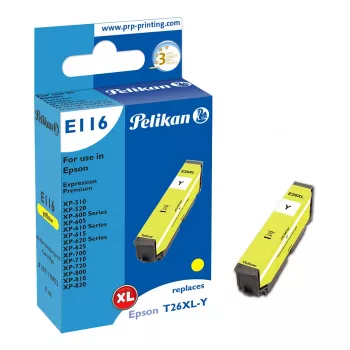 Pelikan E116 Suderinama rašalo kasetė geltona High Yield XL, skirta Epson 26XL