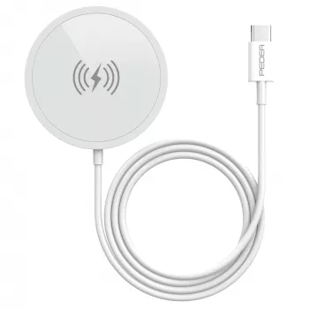 PEDEA belaidis magnetinis įkroviklis 15W - USB-C, sidabrinis/baltas