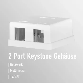 EFB Electronics Keystone Connection Box, 2 Port, Surface Mount, Pure White, Empty Housing