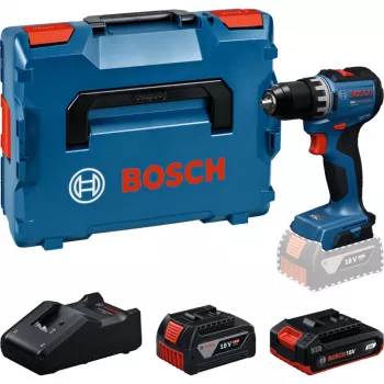 BOSCH GSR18V-52 belaidis sukamasis gręžtuvas su 2 akumuliatoriais 18 V 4,0 Ah ir 2,0 Ah L-BOXX dėkle (mažmeninė prekyba)
