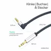 ShiverPeaks Audio 3,5mm Jack Laidas, Kampus/Tiesus 0,7m - Juodas