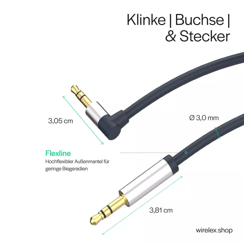 ShiverPeaks Audio 3,5mm Jack Laidas, Kampus/Tiesus 0,7m - Juodas