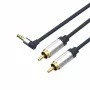 ShiverPeaks Flexline 3,5mm Stereo Jack to 2x RCA Audio Cable, Angled Connector, 0,75m, Black
