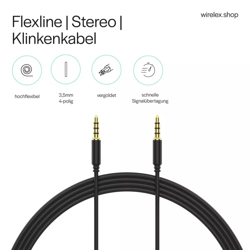 ShiverPeaks Audio 3,5mm Jack Cable Mini Jack - 1,5m - Juoda