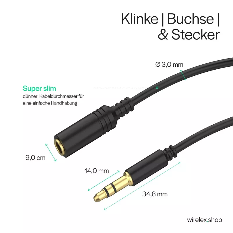 ShiverPeaks Audio 3,5mm Jack Cable Mini Flex 1,5m Black