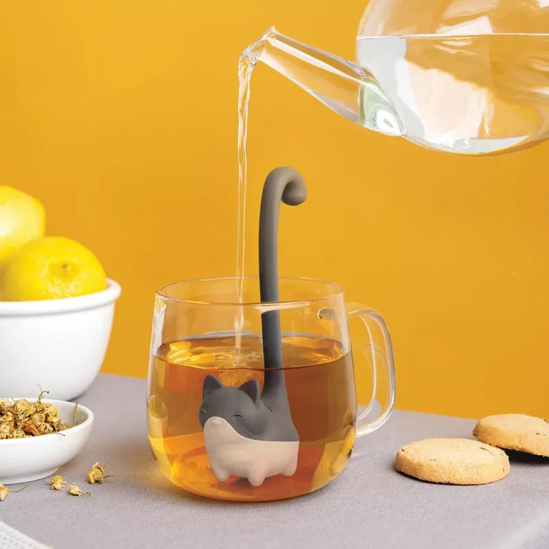 OTOTO Louie Cat Loose Leaf Tea Infuser - Grey Silicone