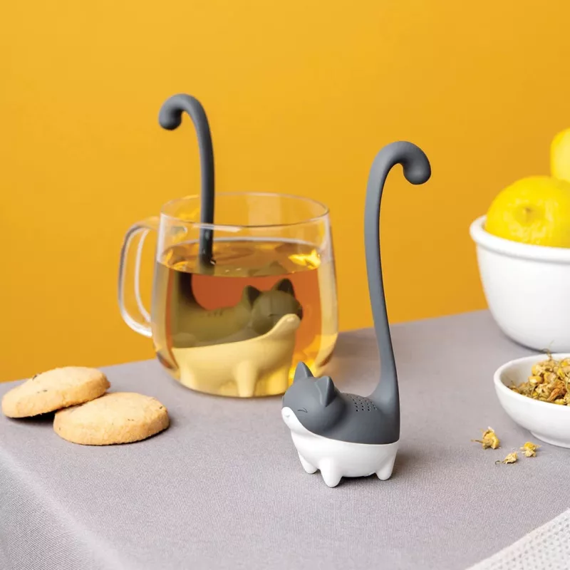 OTOTO Louie Cat Loose Leaf Tea Infuser - Grey Silicone