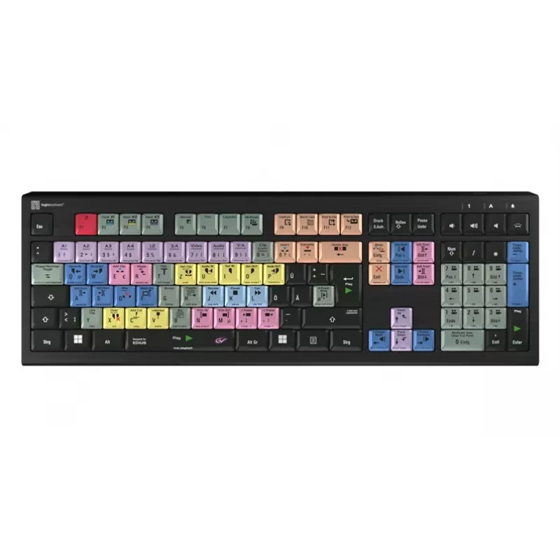 Logickeyboard LKB-EDIUS-A2PC-DE Full Size (100%) USB Scissor-Switch Keyboard QWERTZ Black