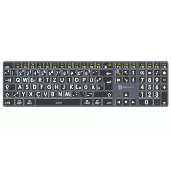 LogicKeyboard XL-Print Titan White on Black DE (Mac) – vokiškas QWERTZ išdėstymas