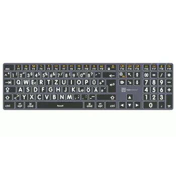 LogicKeyboard XL-Print Titan White on Black DE (Mac) – vokiškas QWERTZ išdėstymas