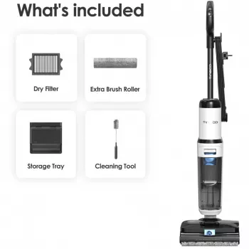 Tineco Floor One S6 Stretch Steam Plus 2-in-1 šlapias/sausas siurblys, šluota ir garų valiklis, belaidis, 35 min veikimo laikas, 0,8 L švaraus vandens bakas, 0,72 L nešvaraus vandens bakas, savaiminis valymasis, LCD ekranas, iLoop jutiklis, 180° gulėjimo 