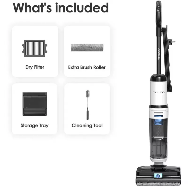 Tineco Floor One S6 Stretch Steam Plus 2-in-1 šlapias/sausas siurblys, šluota ir garų valiklis, belaidis, 35 min veikimo laikas, 0,8 L švaraus vandens bakas, 0,72 L nešvaraus vandens bakas, savaiminis valymasis, LCD ekranas, iLoop jutiklis, 180° gulėjimo 