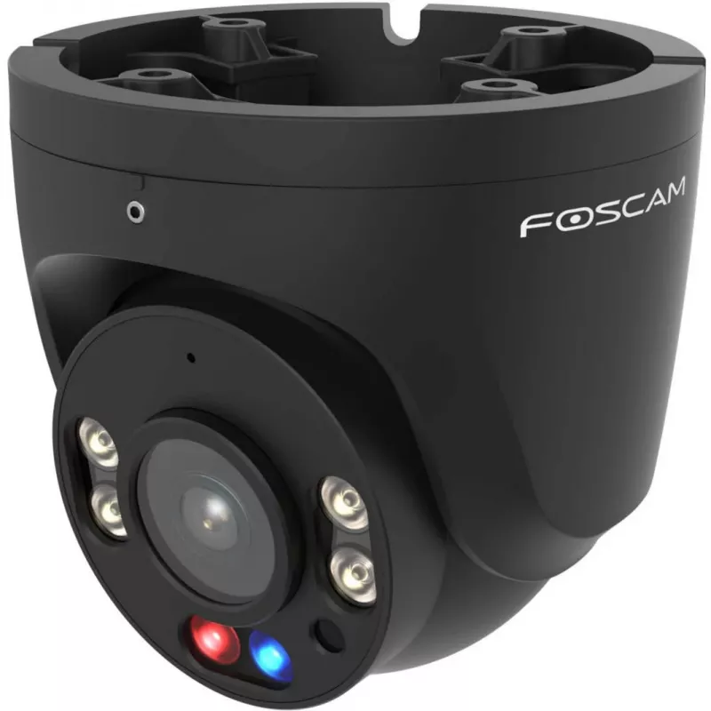 Foscam W5EP Stebėjimo kamera Juoda 5MP (3072x1728), PoE, Integruotas prožektorius, Raudonai-mėlyni įspėjamieji žibintai ir sirena