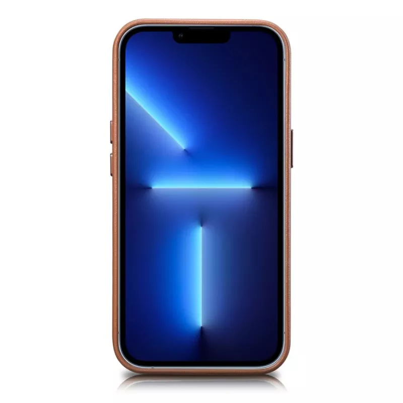 iCarer Case Leather odinis dėklas, skirtas iPhone 14 Plus, ruda spalva (suderinamas su MagSafe)