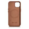 iCarer Case Leather odinis dėklas, skirtas iPhone 14 Plus, ruda spalva (suderinamas su MagSafe)