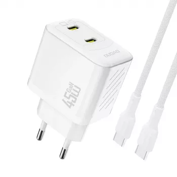 Dudao A28PCEU 45W GaN USB-C įkroviklis su 1 m USB-C laidu – baltas
